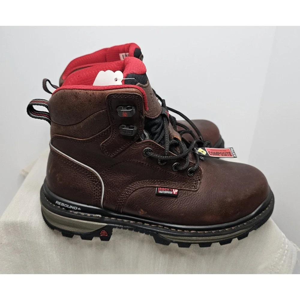 Rocky Men's Rams Horn Brown Lace Up Work Boot 8M